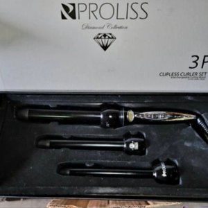 Proliss Diamond Collection TRIO 3P Curling Iron Wand 3-Piece Clipless Curler Set